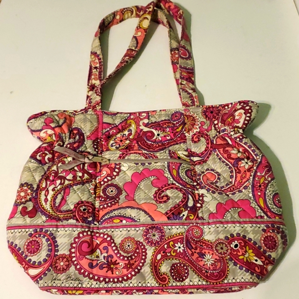 Vera Bradley larger pink & grey paisley shoulder bag